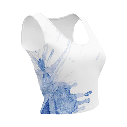 Watercolour Blue Splash - Womens Crop Top