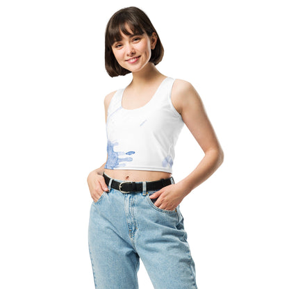 Watercolour Blue Splash - Womens Crop Top