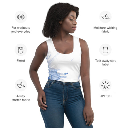 Watercolour Blue Splash - Womens Crop Top