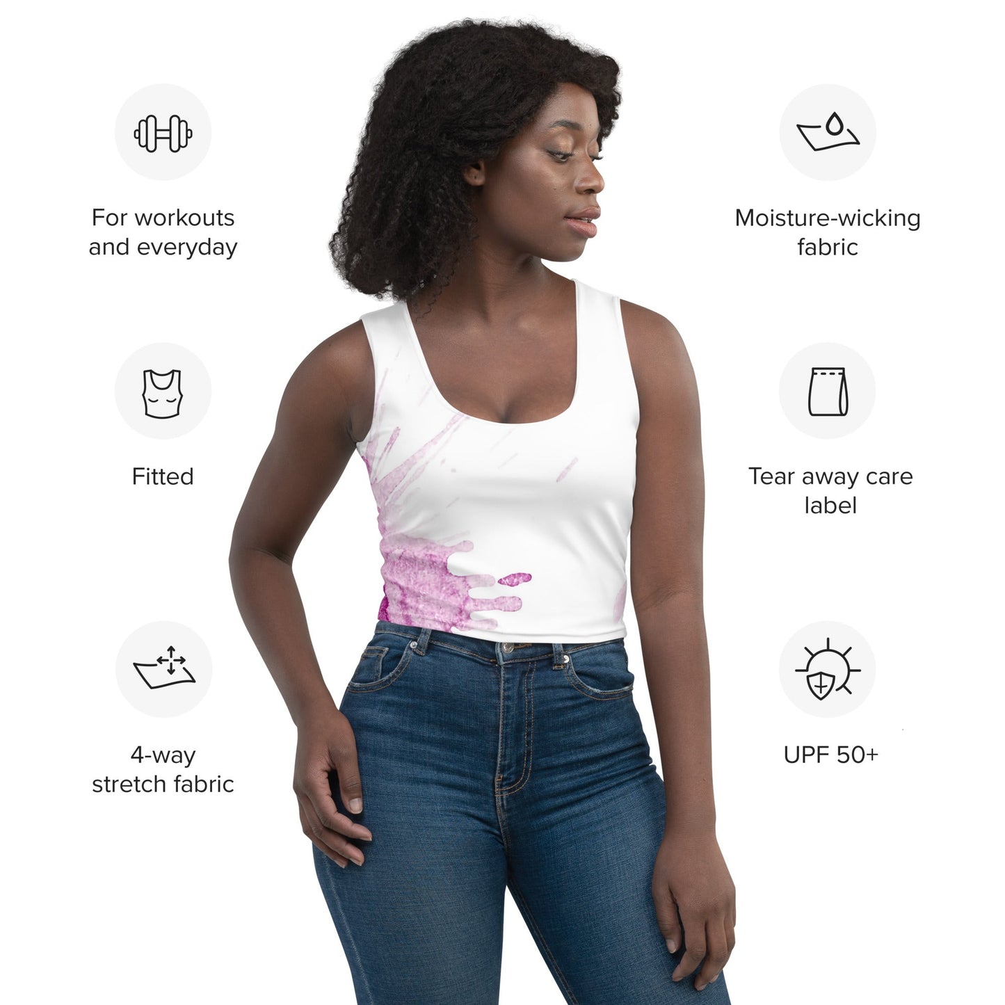 Watercolour Pink Splash - Womens Crop Top