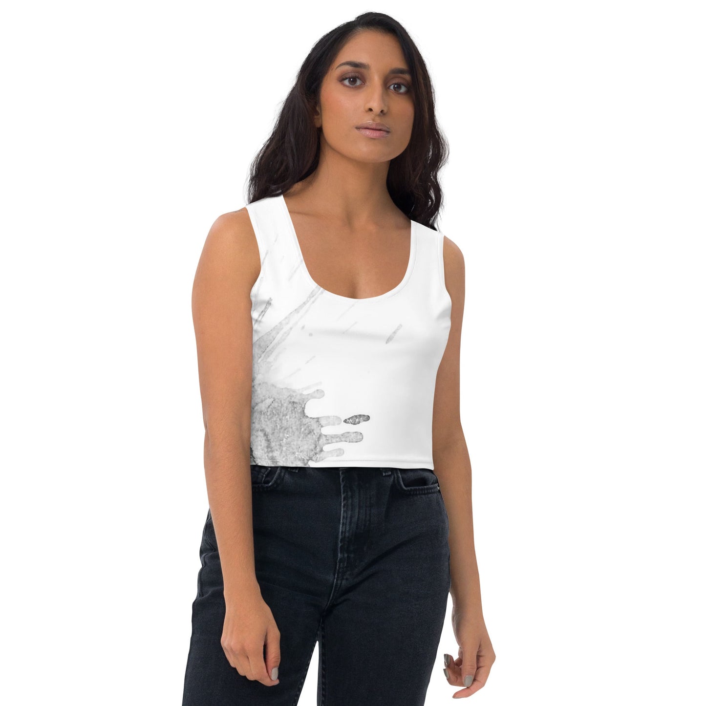 Watercolour Grey Splash - Womens Crop Top