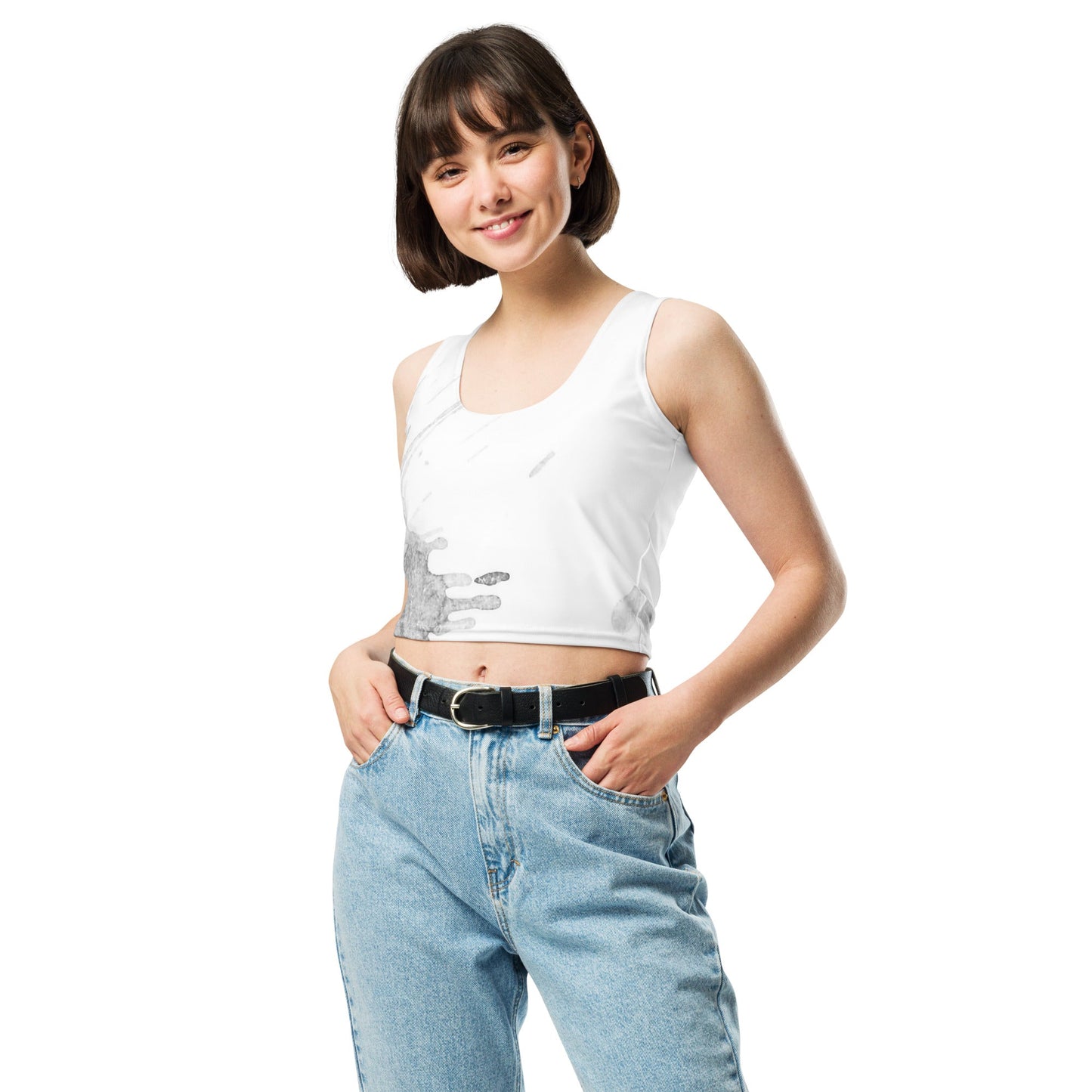 Watercolour Grey Splash - Womens Crop Top