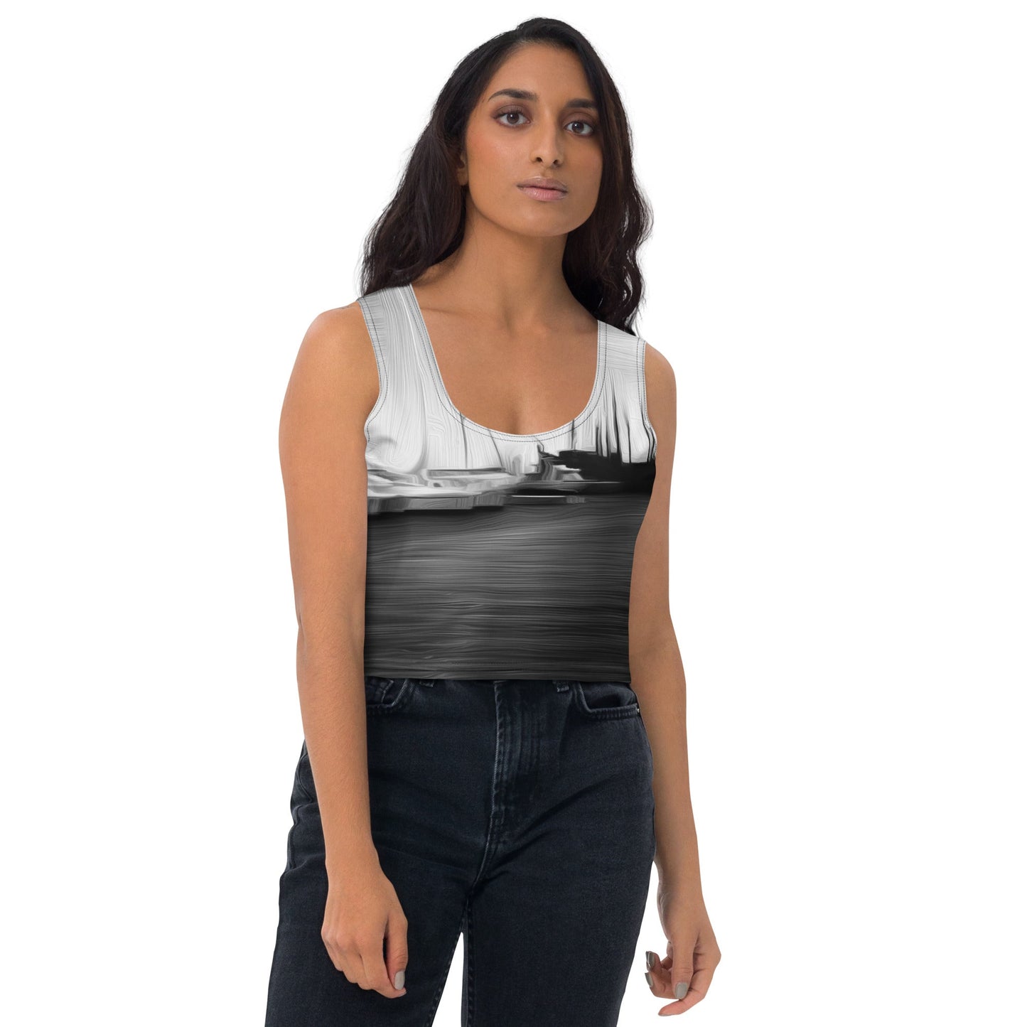 The Sleeping Yachts (at Night) - Womens Crop Top