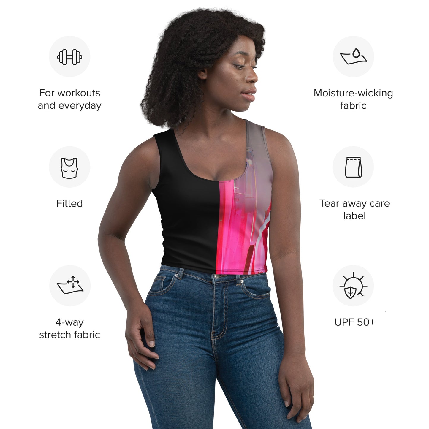 Half Black Half Báijiǔ - Womens Crop Top