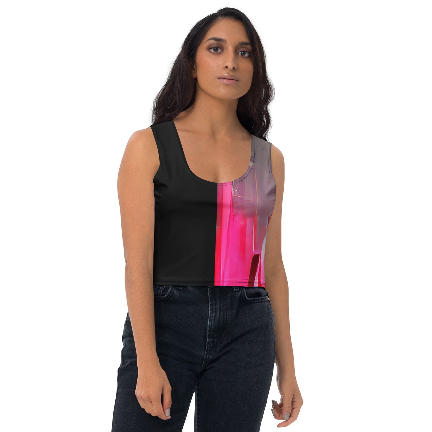 Half Black Half Báijiǔ - Womens Crop Top