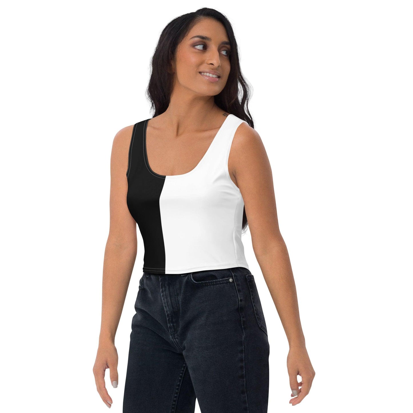 Half Black Half White - Womens Crop Top