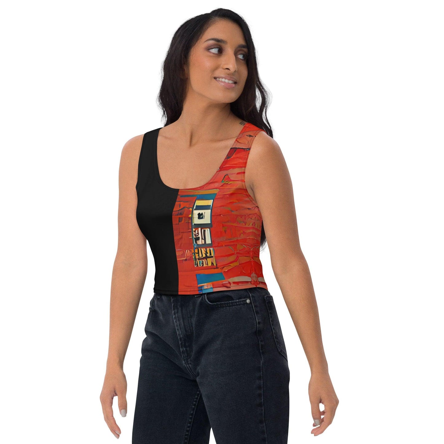 Half Black Half Hónghǎi - Womens Crop Top