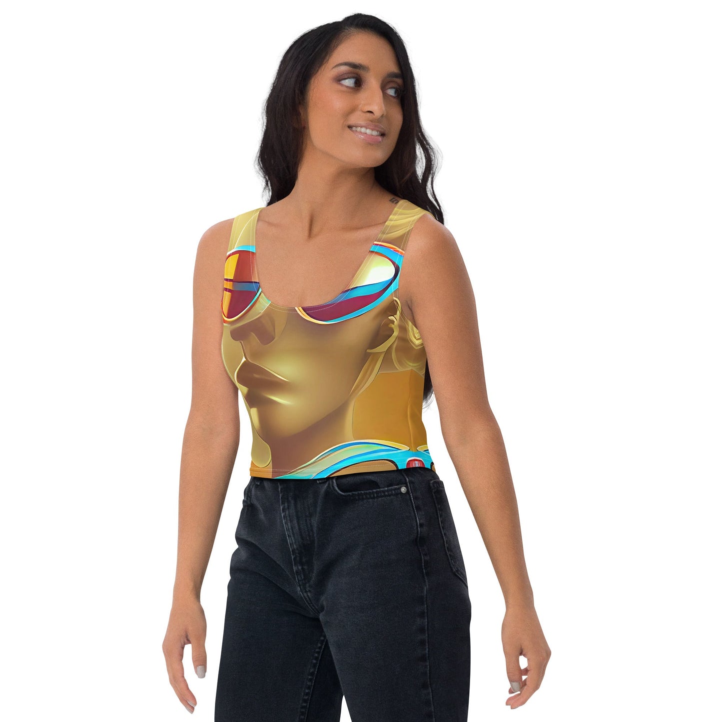 Retro Cool Orange - Womens Crop Top