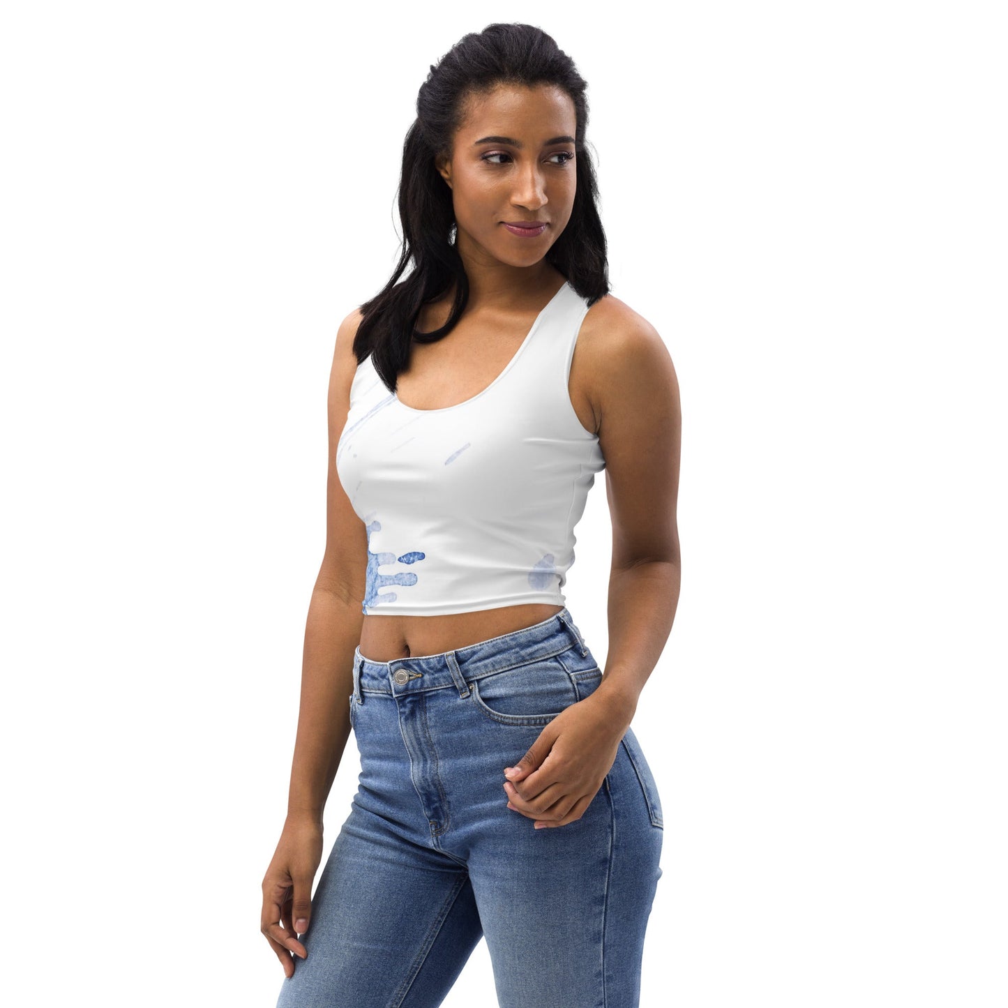 Watercolour Blue Splash - Womens Crop Top