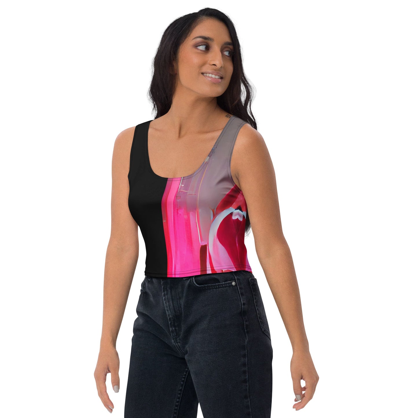 Half Black Half Báijiǔ - Womens Crop Top