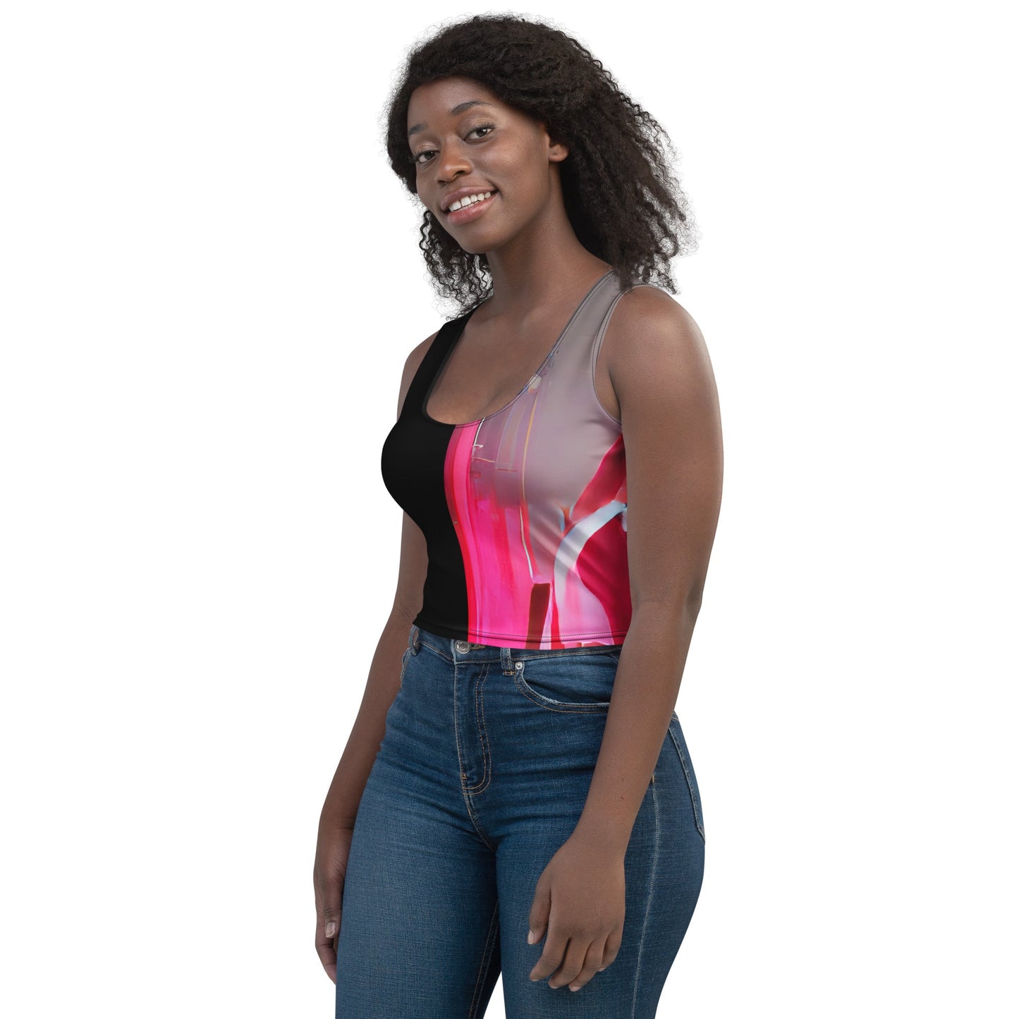 Half Black Half Báijiǔ - Womens Crop Top