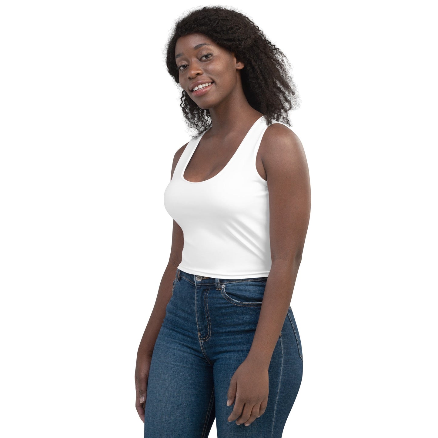 iSAW Womens White Crop Top - Comfort Fit