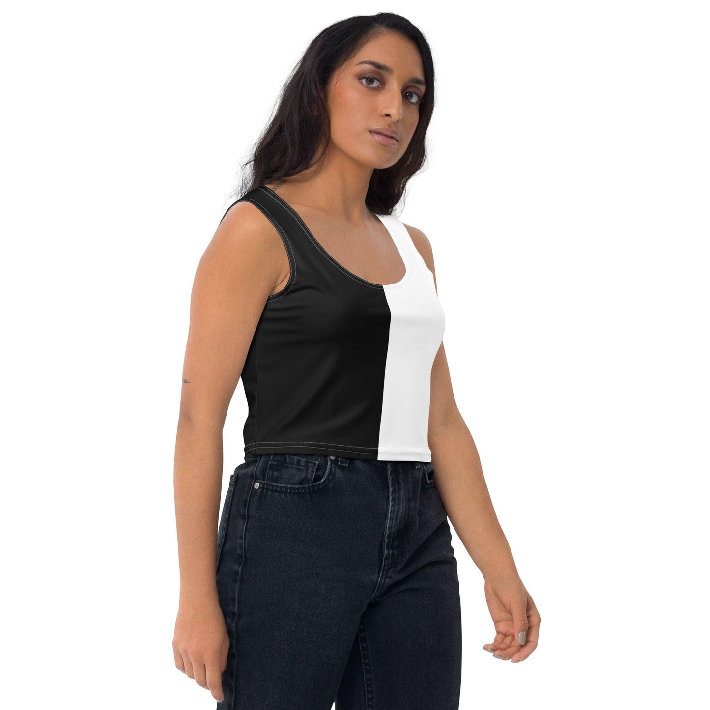 Half Black Half White - Womens Crop Top