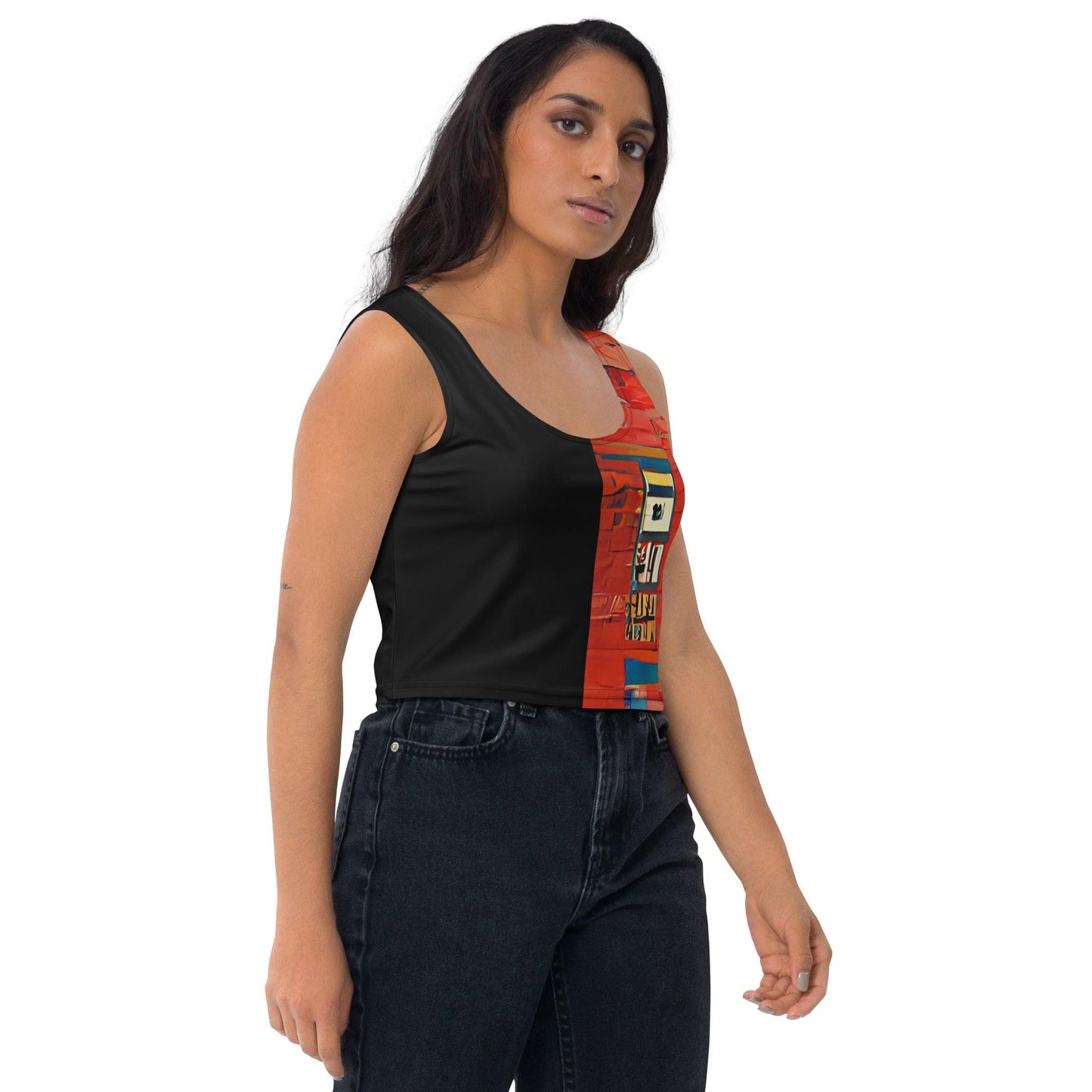 Half Black Half Hónghǎi - Womens Crop Top