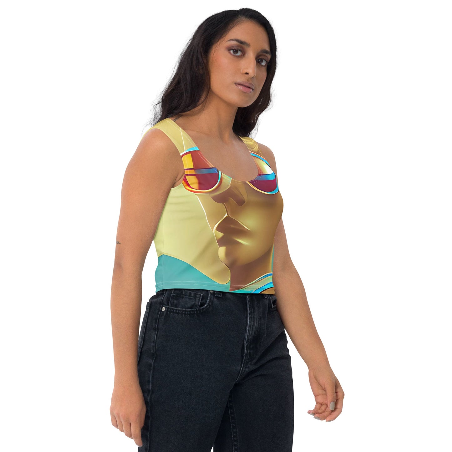Retro Cool Blue - Womens Crop Top