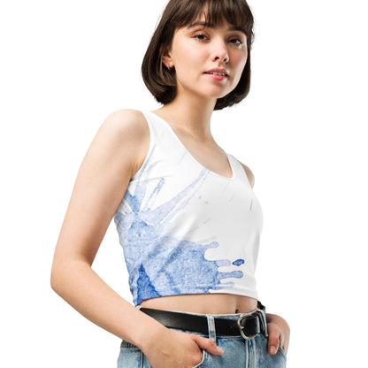 Watercolour Blue Splash - Womens Crop Top