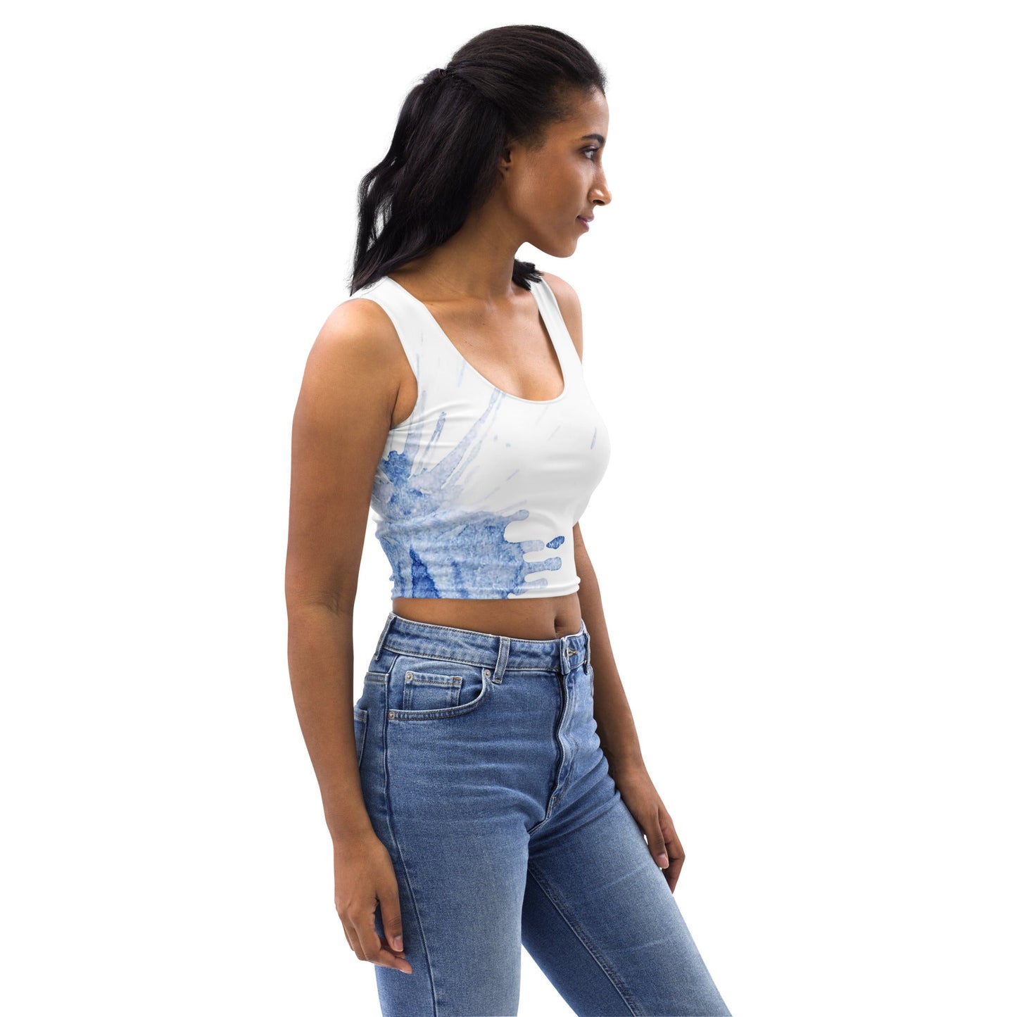 Watercolour Blue Splash - Womens Crop Top