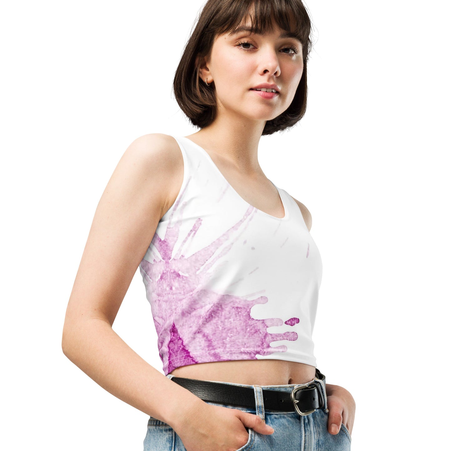 Watercolour Pink Splash - Womens Crop Top