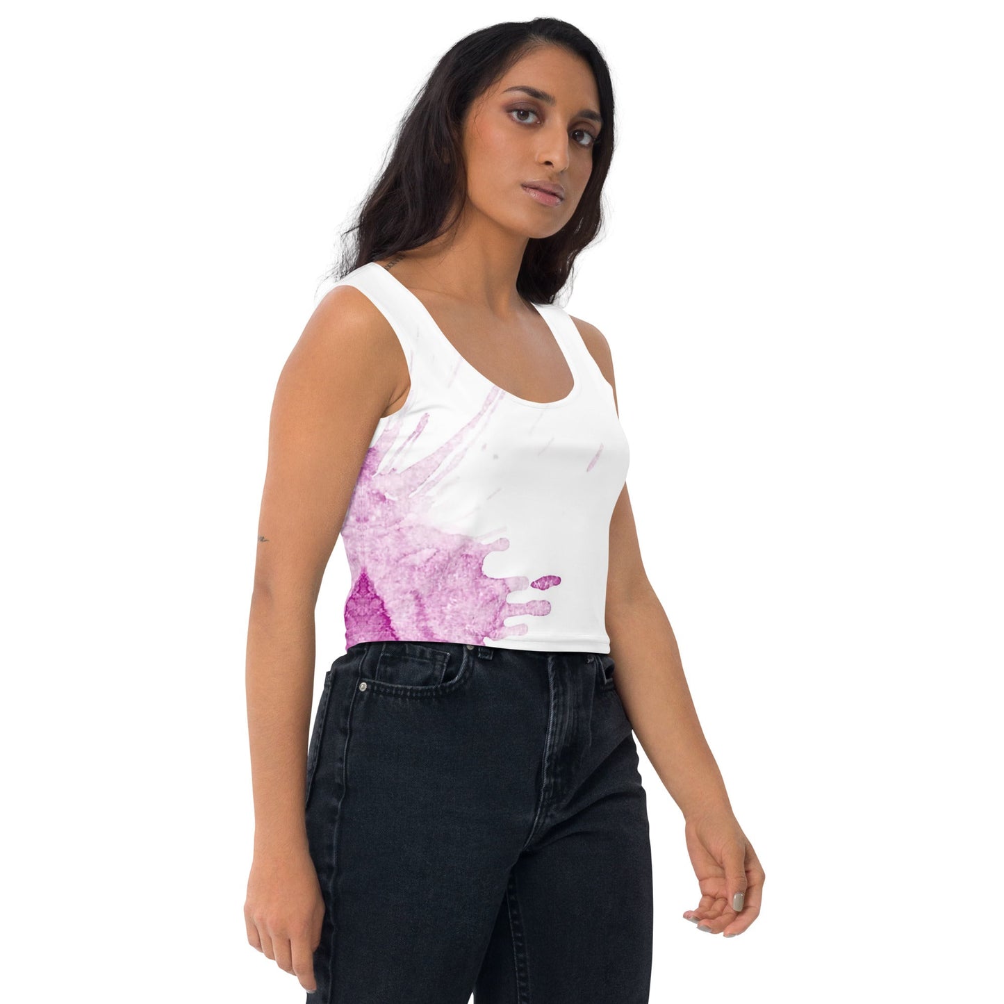 Watercolour Pink Splash - Womens Crop Top