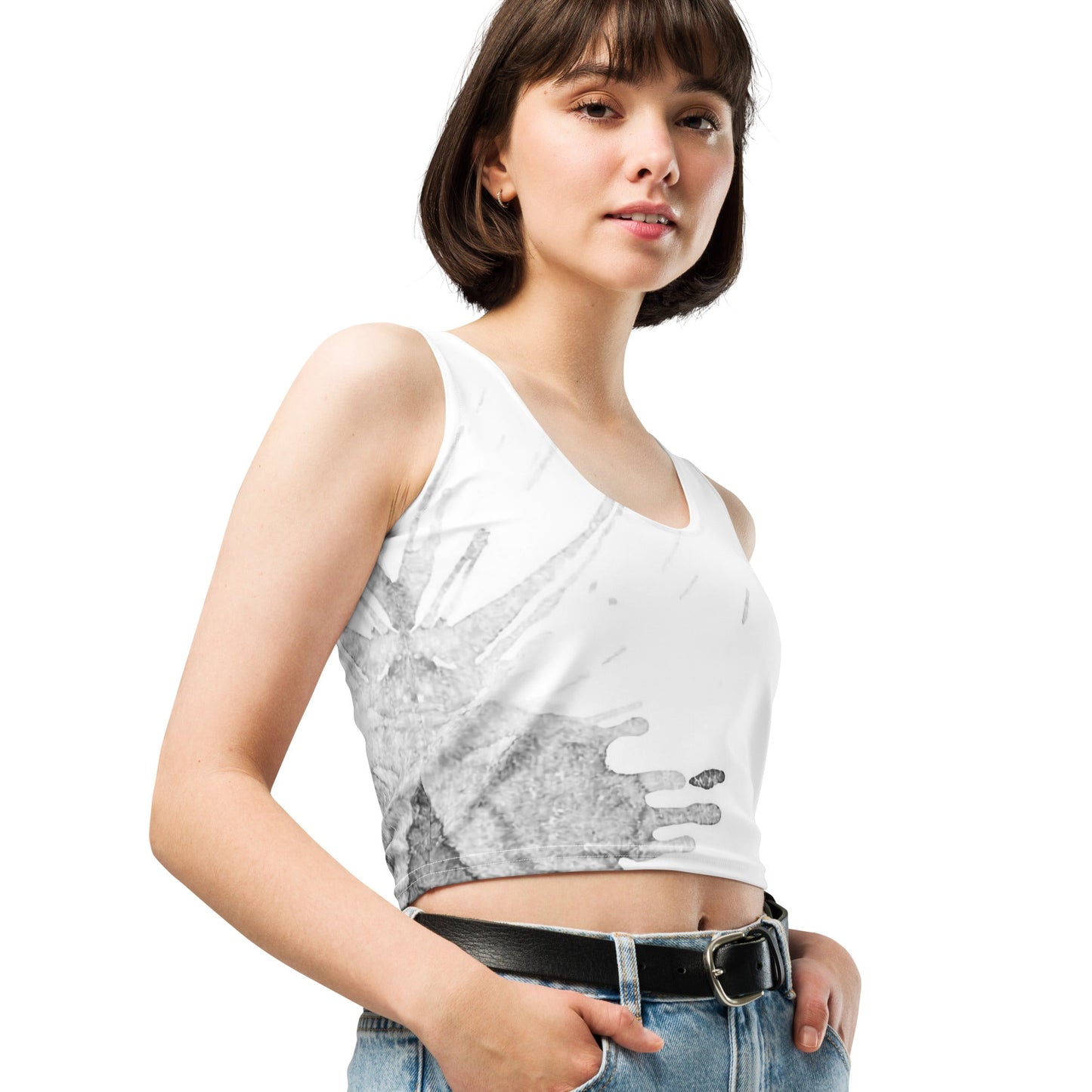 Watercolour Grey Splash - Womens Crop Top