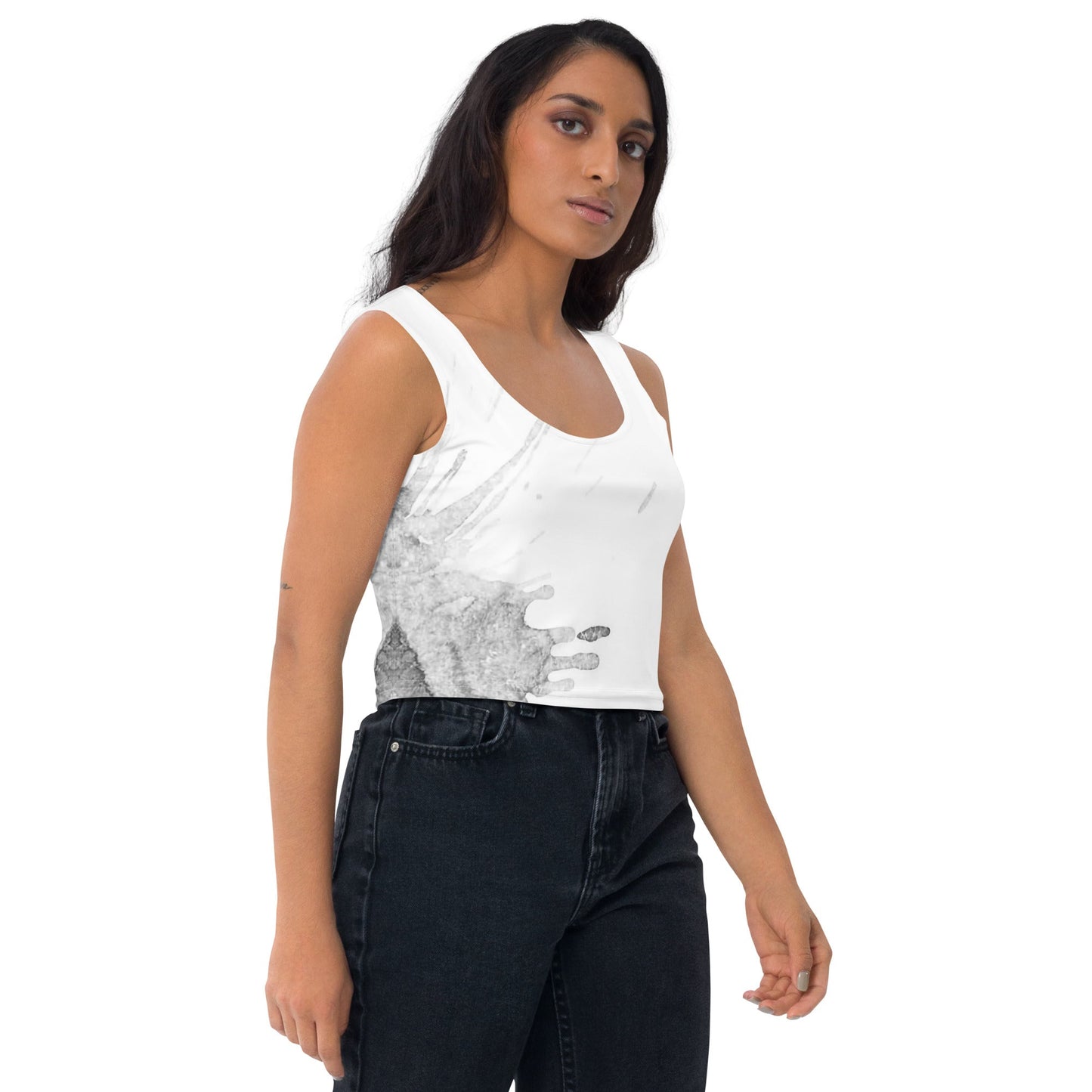 Watercolour Grey Splash - Womens Crop Top