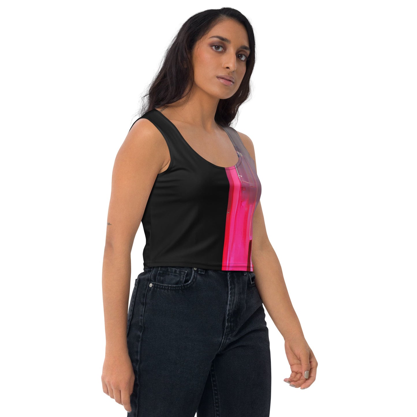 Half Black Half Báijiǔ - Womens Crop Top
