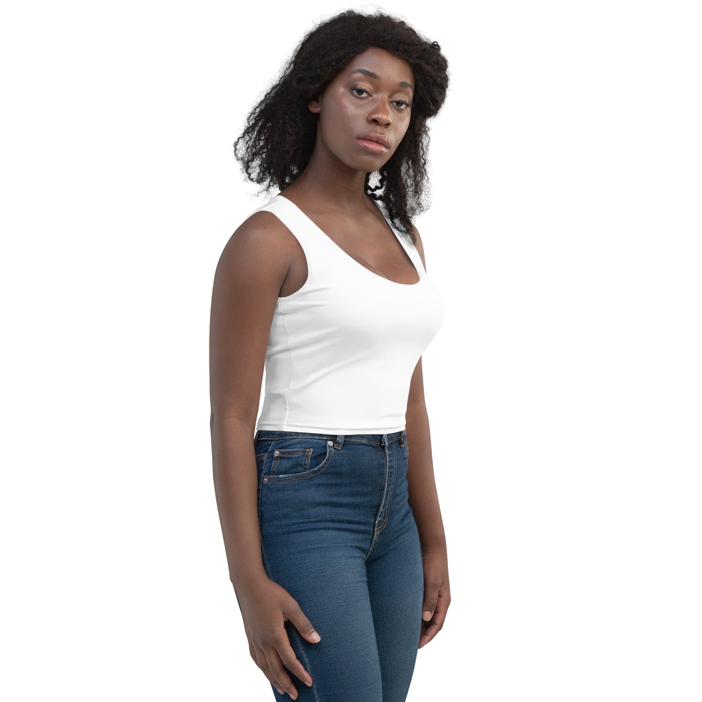 iSAW Womens White Crop Top - Comfort Fit