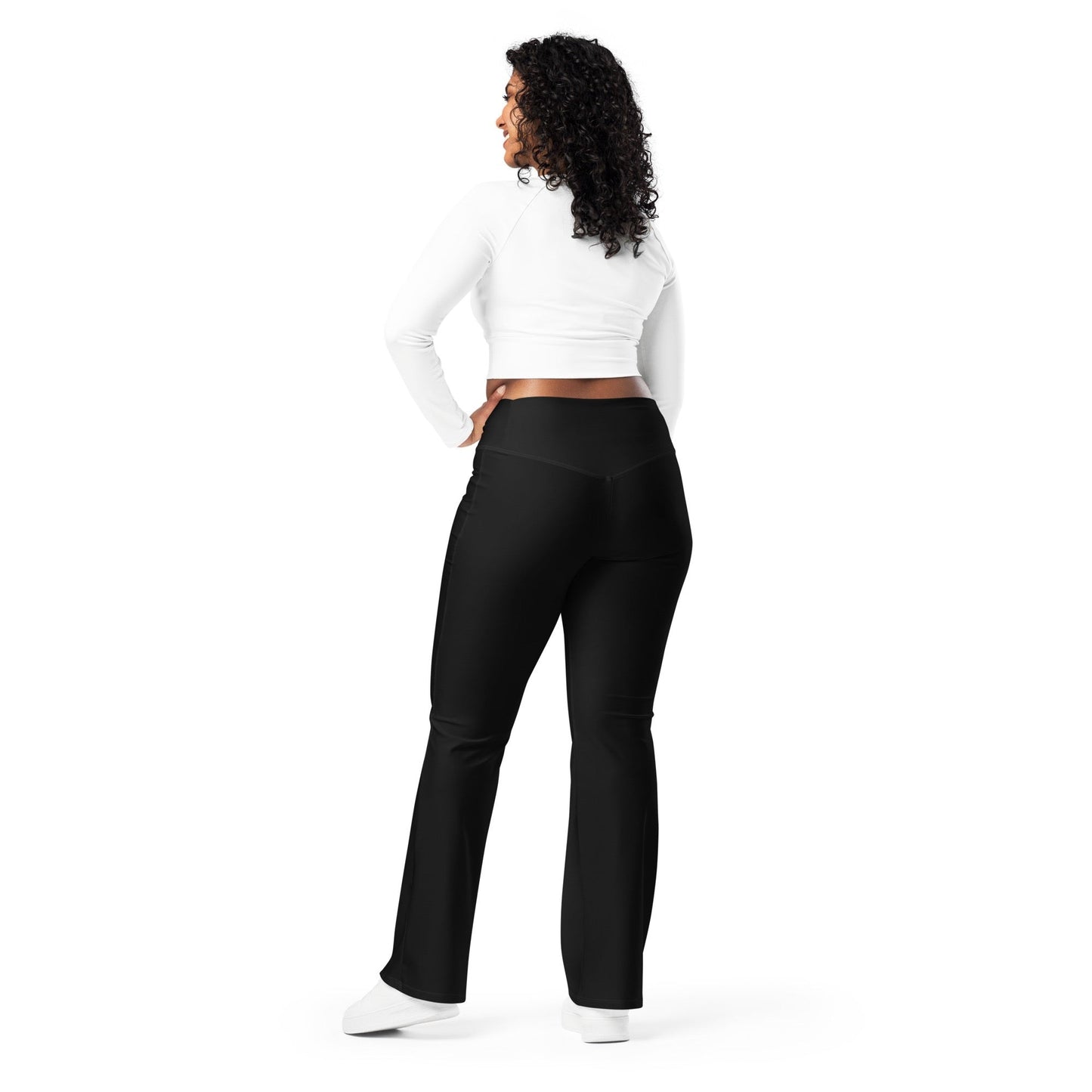 iSAW Womens Black Flare Leggings - Comfort Fit
