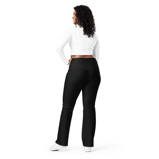 iSAW Womens Black Flare Leggings - Comfort Fit