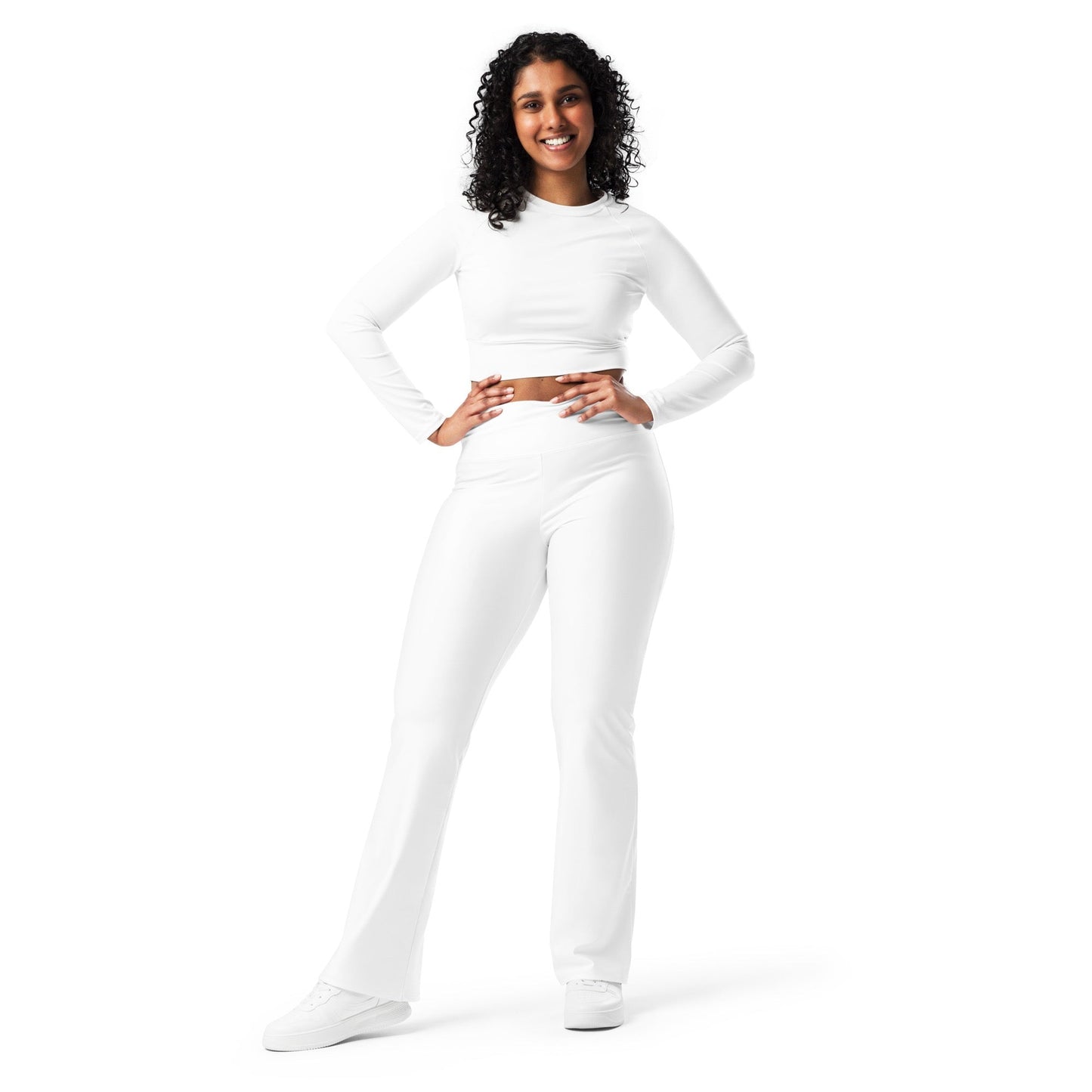 iSAW Womens White Flare Leggings - Comfort Fit