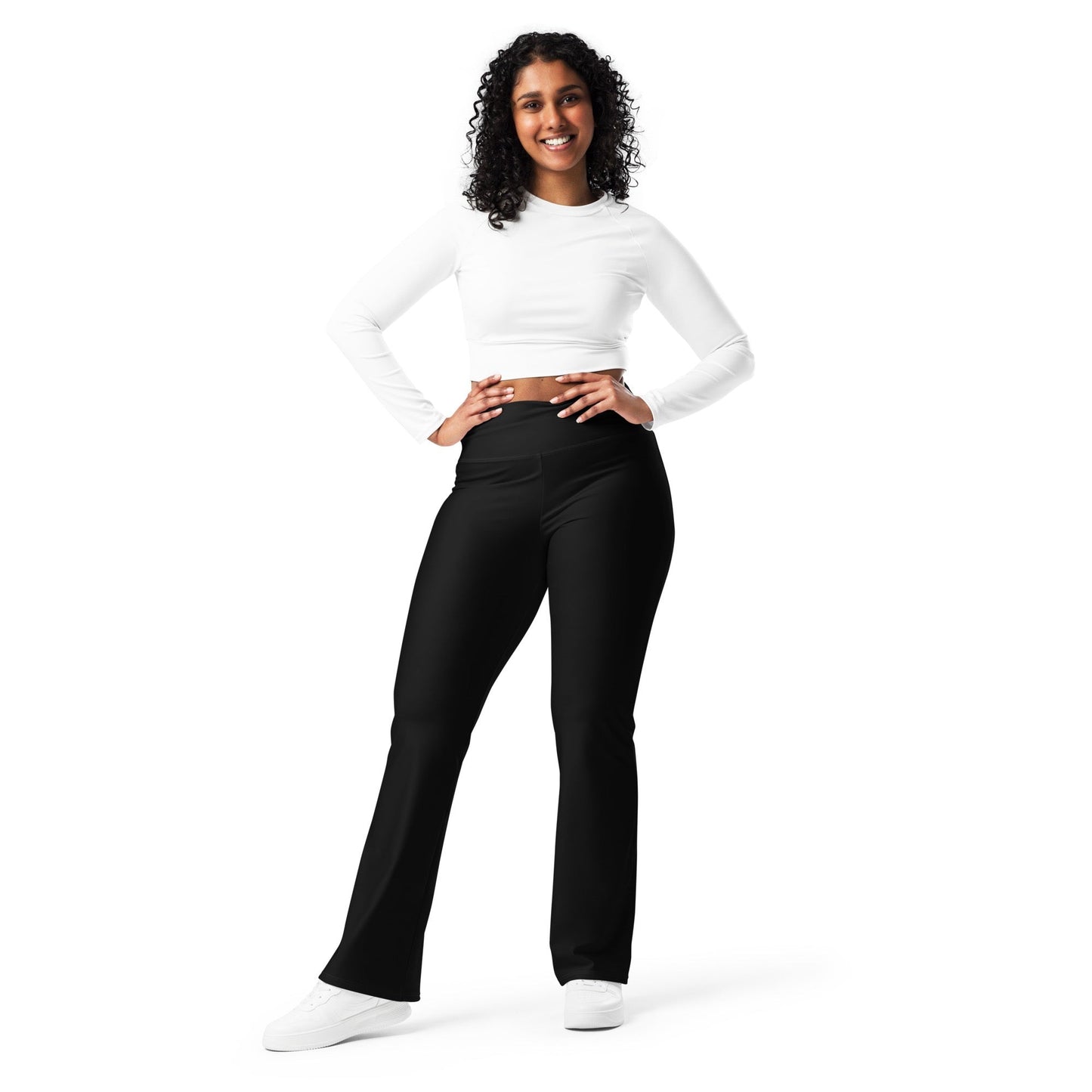 iSAW Womens Black Flare Leggings - Comfort Fit