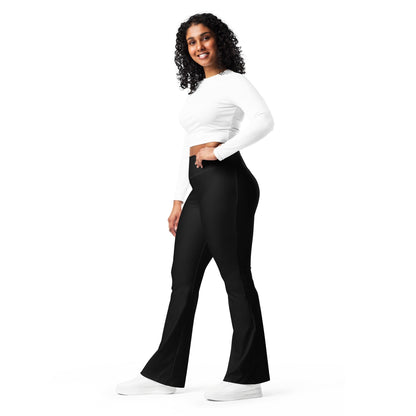 iSAW Womens Black Flare Leggings - Comfort Fit