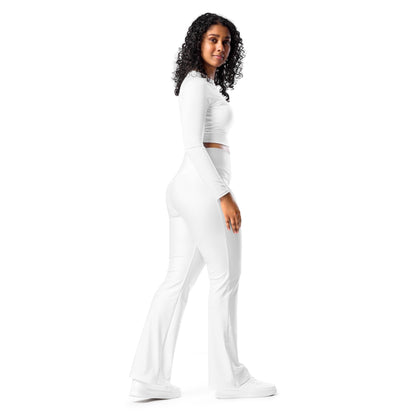 iSAW Womens White Flare Leggings - Comfort Fit
