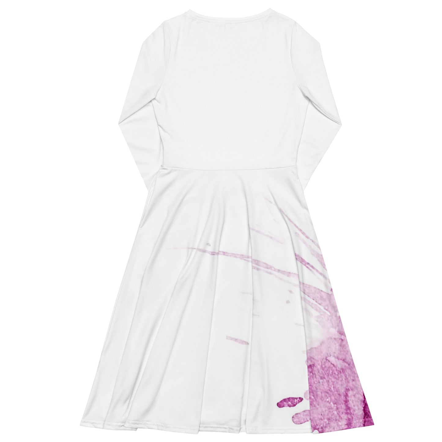 Watercolour Pink Splash - Womens Long Sleeve Midi Dress