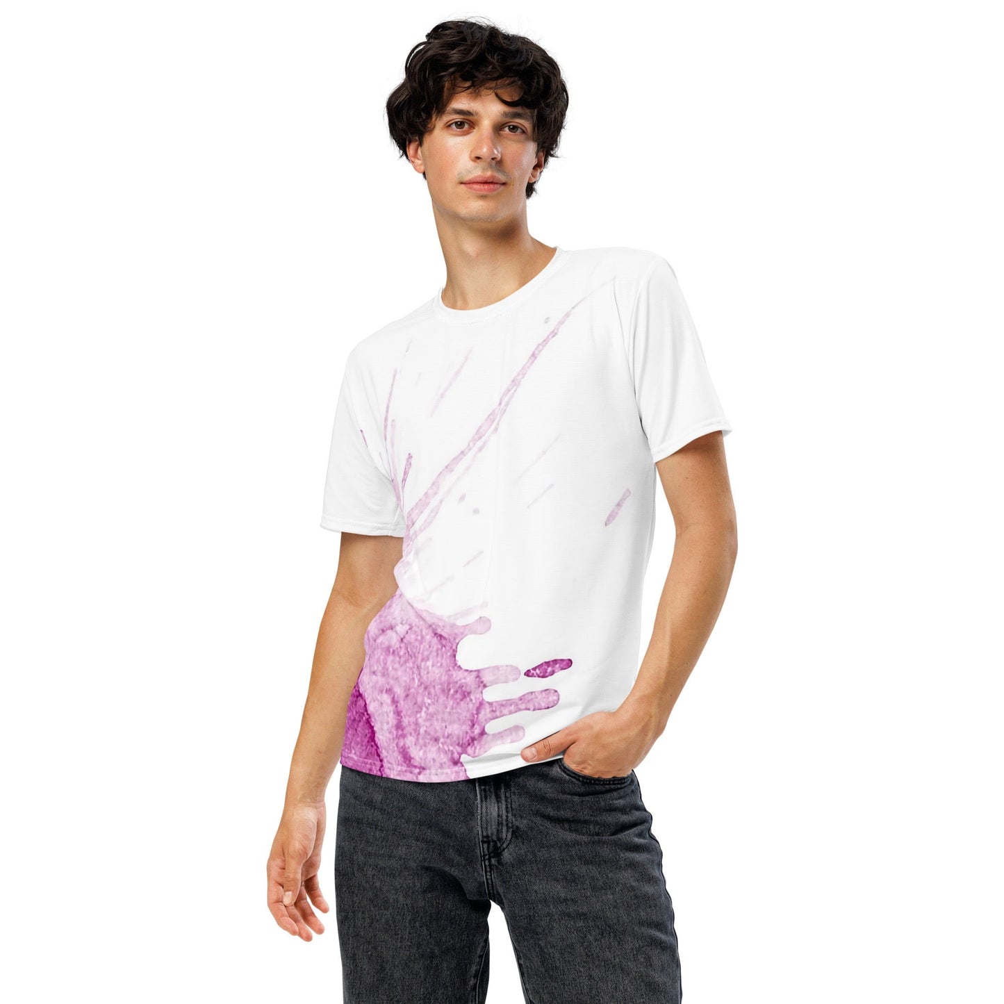 Watercolour Pink Splash - Mens T-Shirt