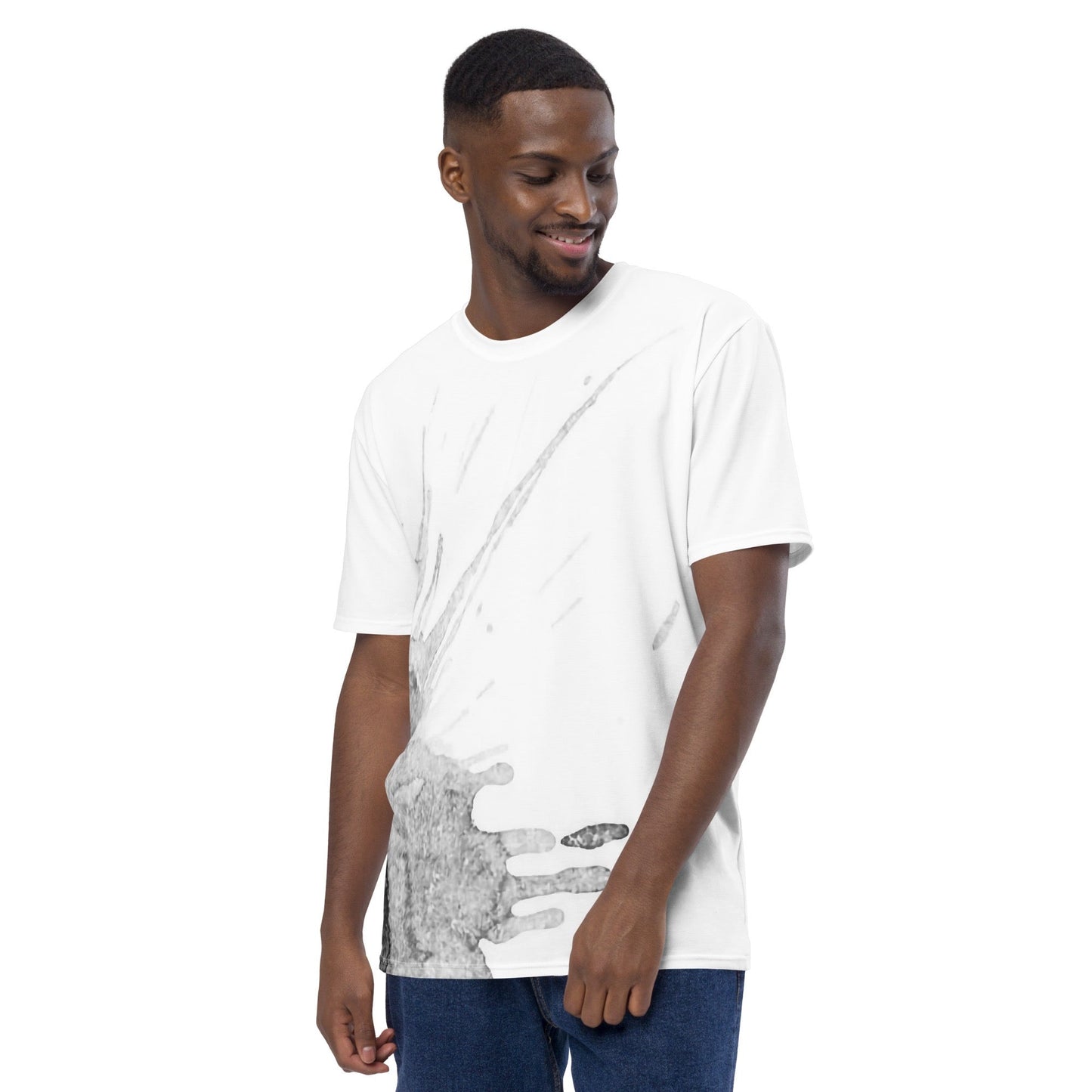 Watercolour Grey Splash - Mens T-Shirt