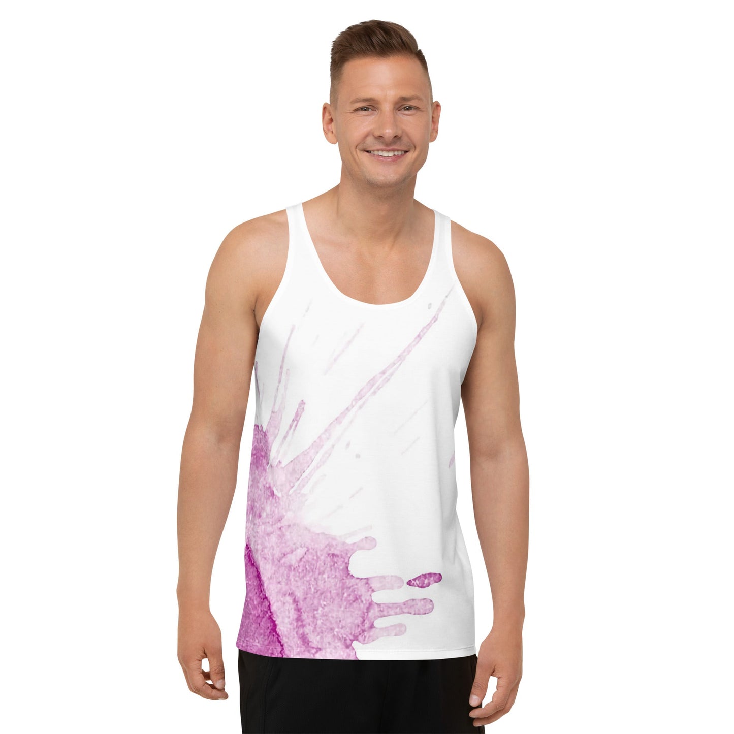 Watercolour Pink Splash - Mens Tank Top