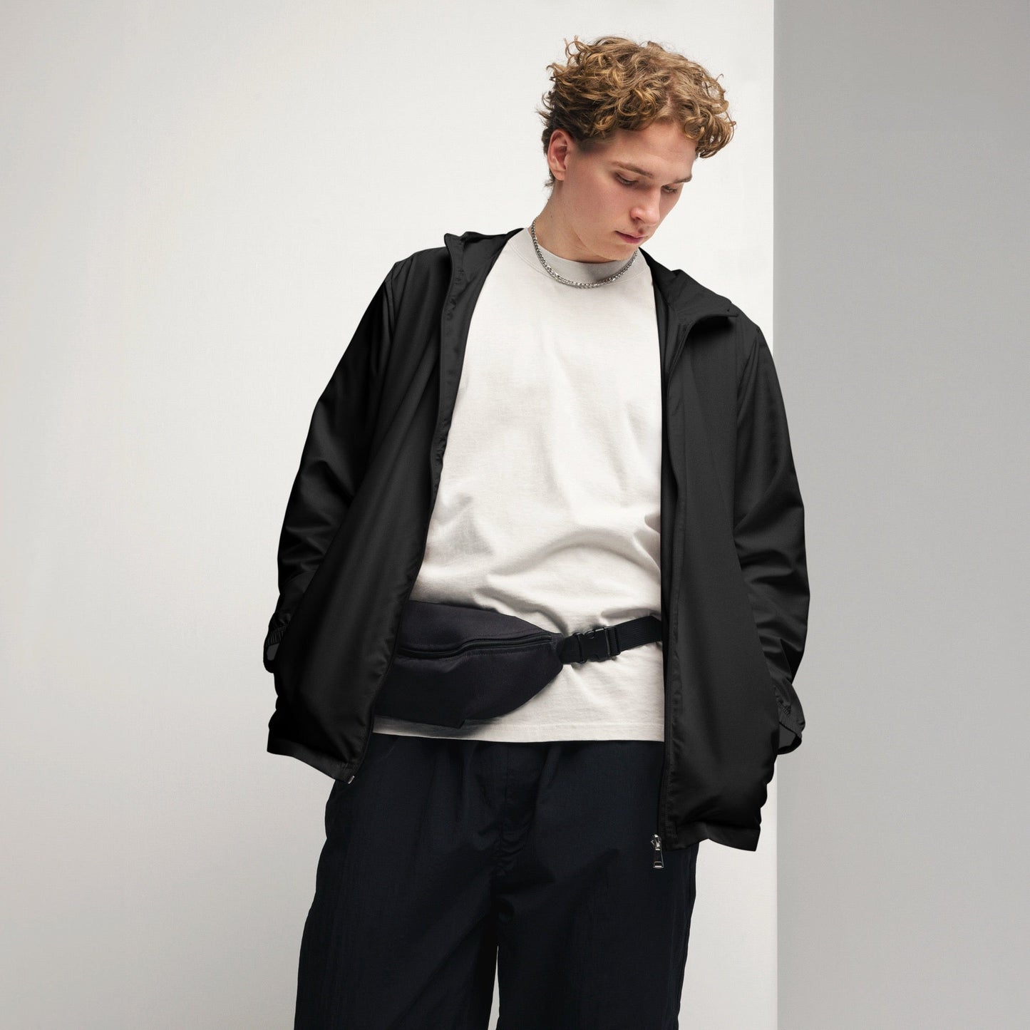 iSAW Mens Black Windbreaker - iSAW Company