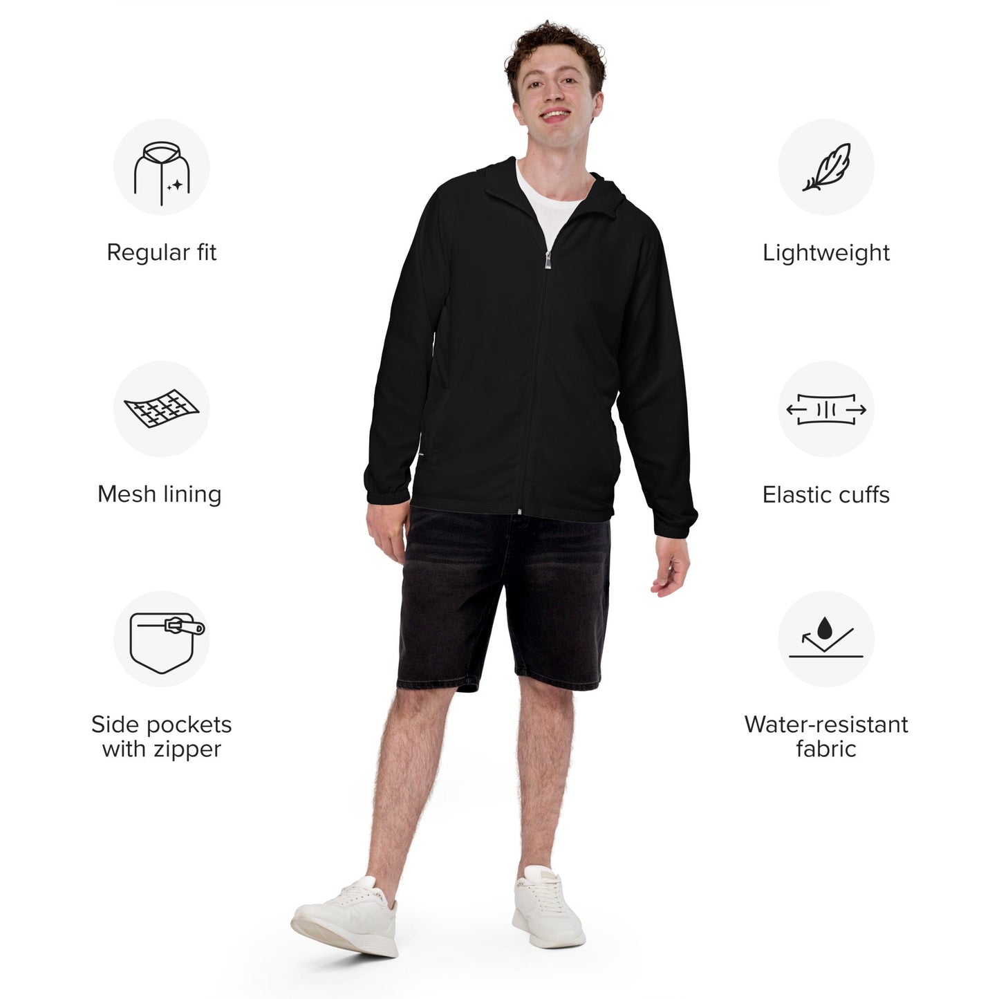 iSAW Mens Black Windbreaker - iSAW Company