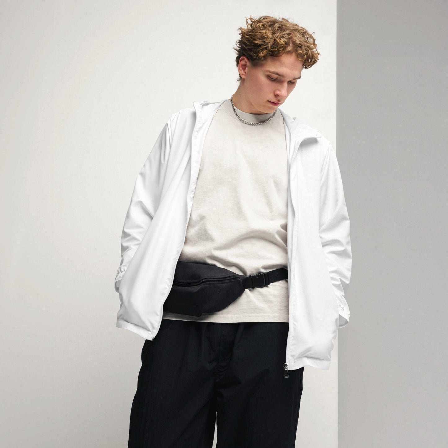 iSAW Mens White Windbreaker - iSAW Company