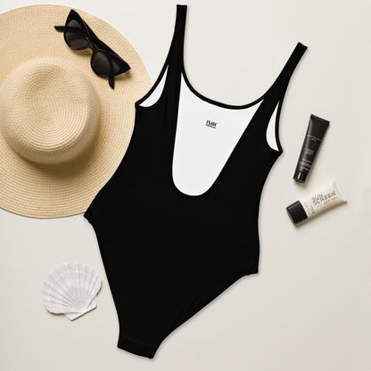 iSAW Womens Black One-Piece Swimsuit