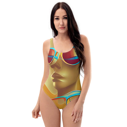 Retro Cool Orange - Womens One-Piece Swimsuit