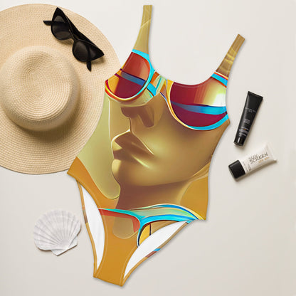 Retro Cool Orange - Womens One-Piece Swimsuit