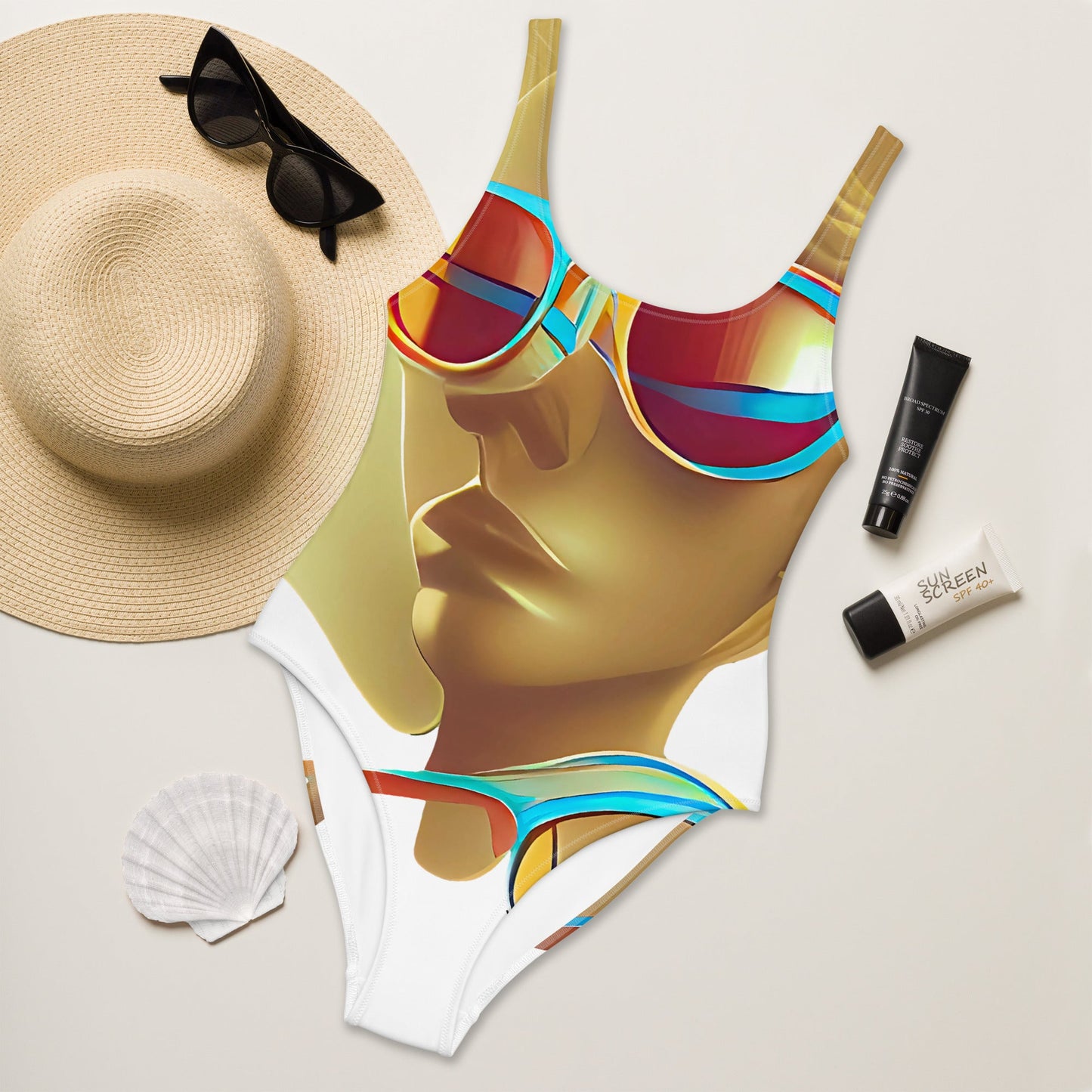 Retro Cool White - Womens One-Piece Swimsuit