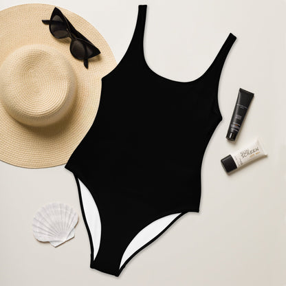 iSAW Womens Black One-Piece Swimsuit