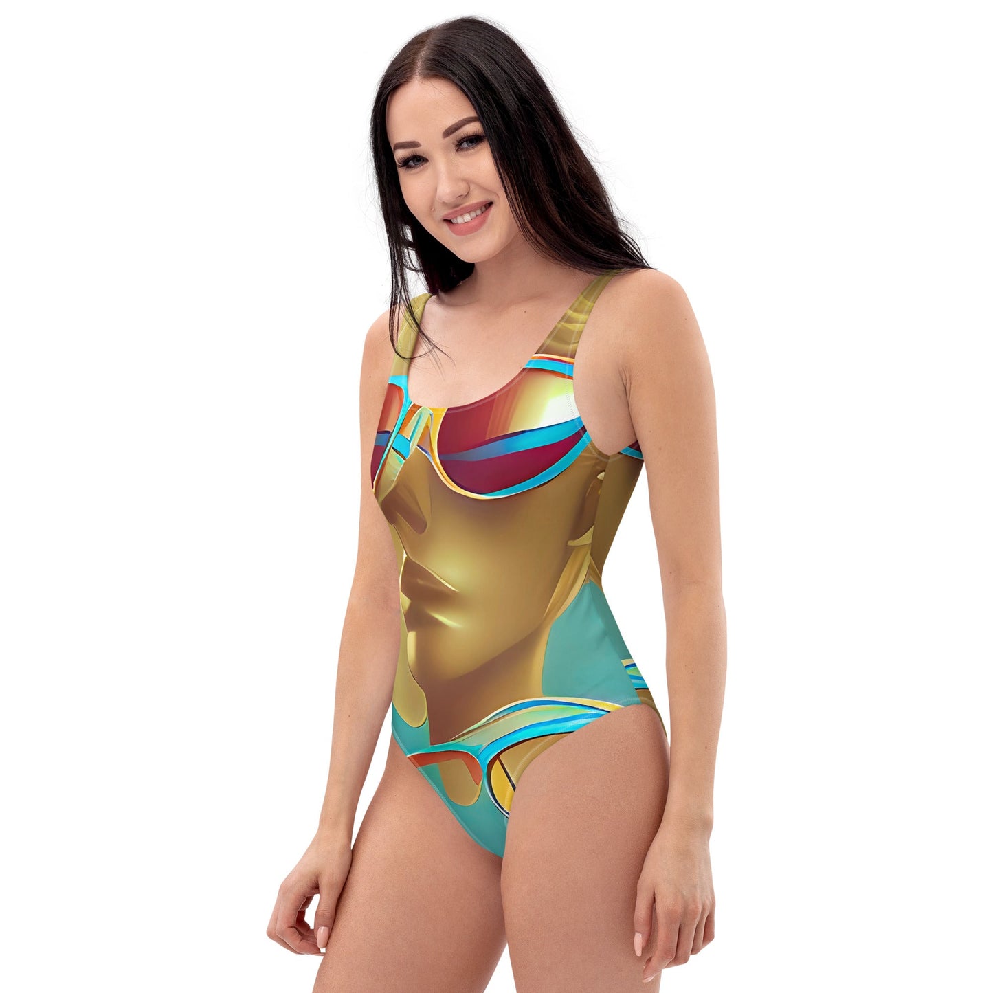 Retro Cool Blue - Womens One-Piece Swimsuit