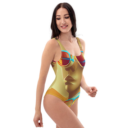 Retro Cool Orange - Womens One-Piece Swimsuit