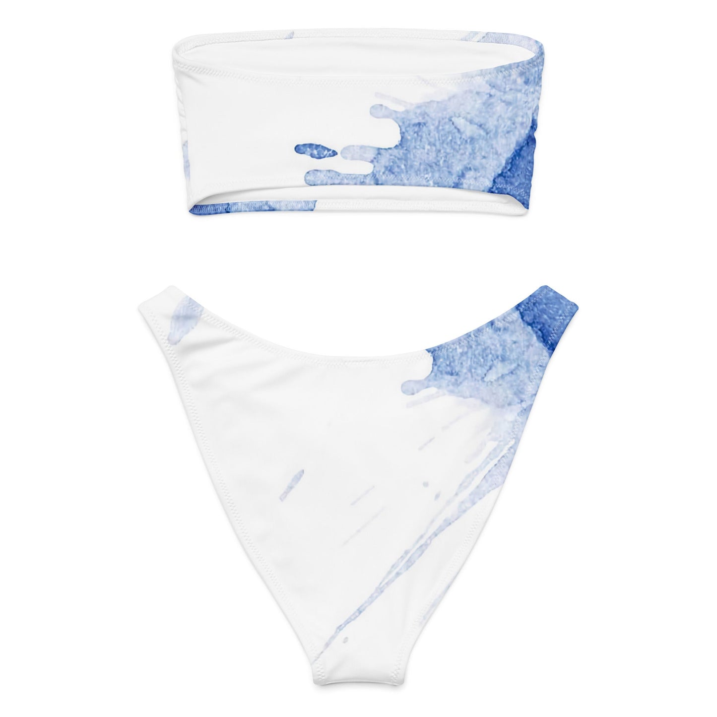 Watercolour Blue Splash - Womens Bandeau Bikini