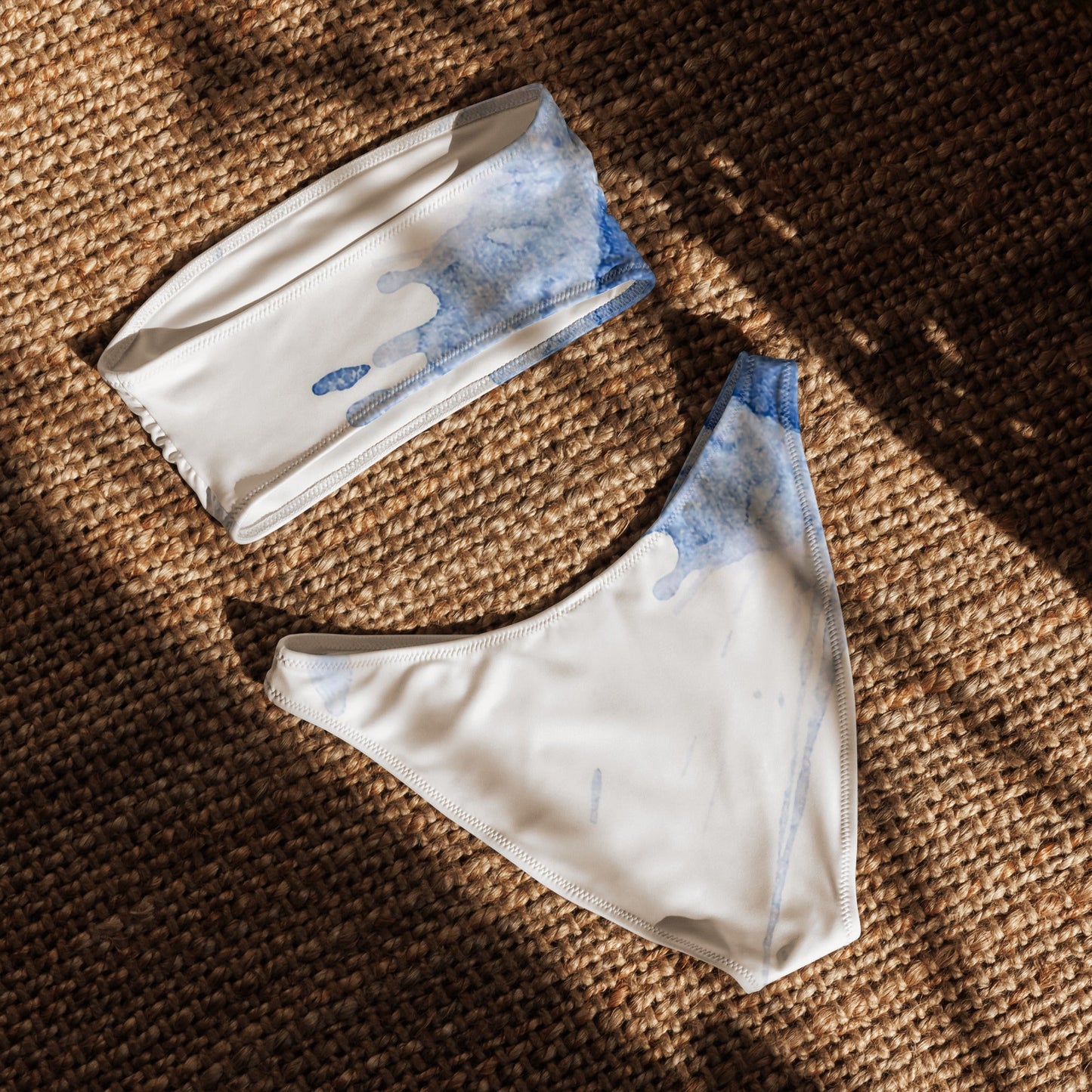 Watercolour Blue Splash - Womens Bandeau Bikini