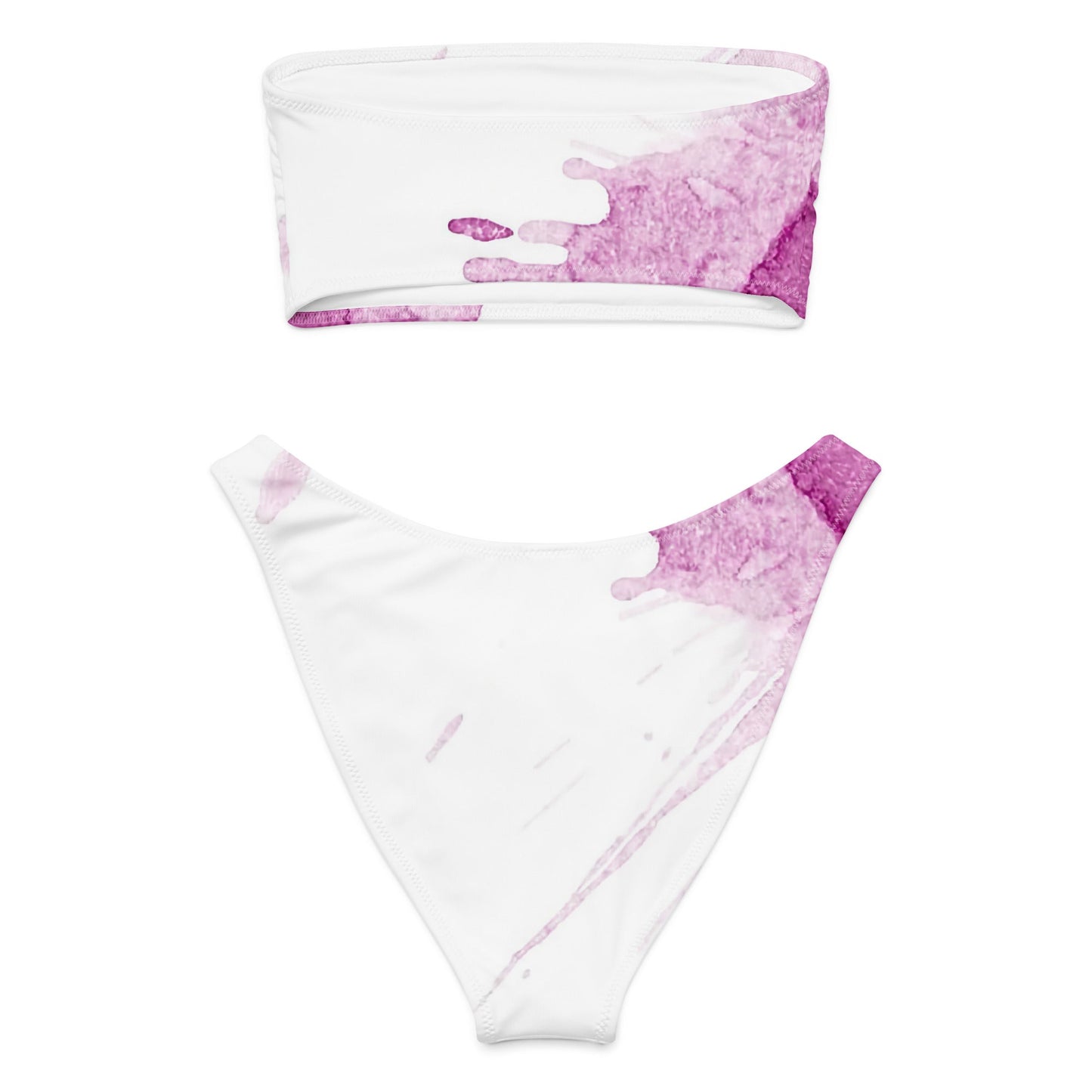 Watercolour Pink Splash - Womens Bandeau Bikini